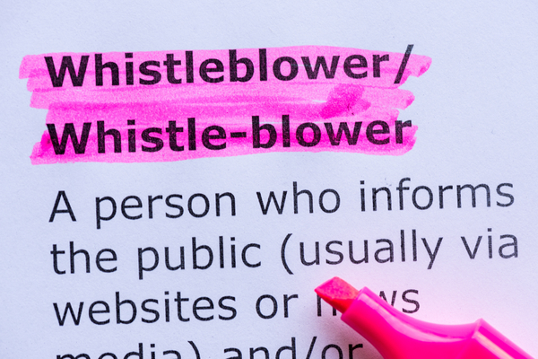 whistleblower  word highlighted on the white background